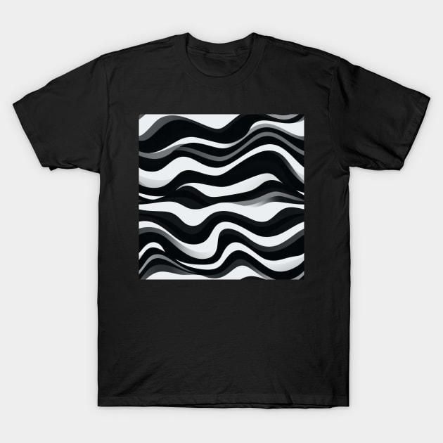 Monochrome Waves: Modern Abstract Ebb and Flow T-Shirt by star trek fanart and more